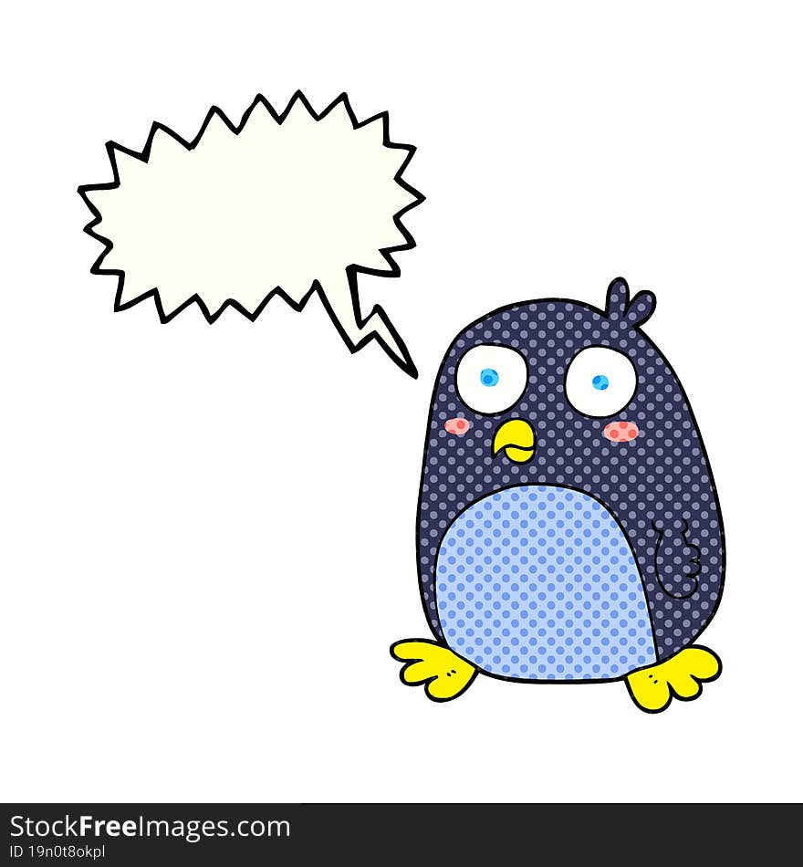 comic book speech bubble cartoon penguin