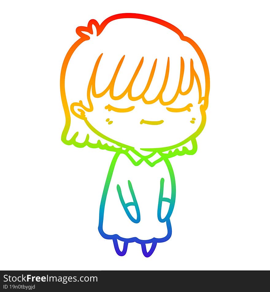 rainbow gradient line drawing of a cartoon woman