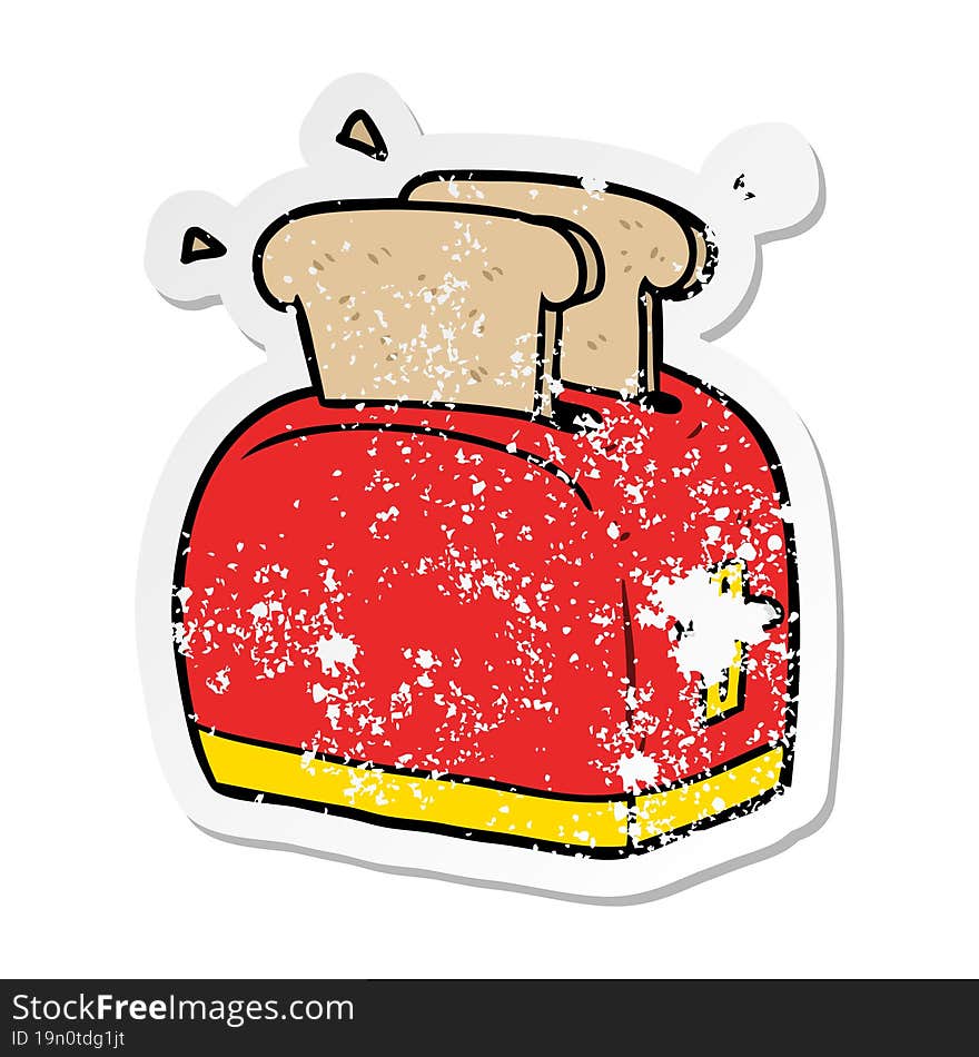 Distressed Sticker Of A Cartoon Toaster