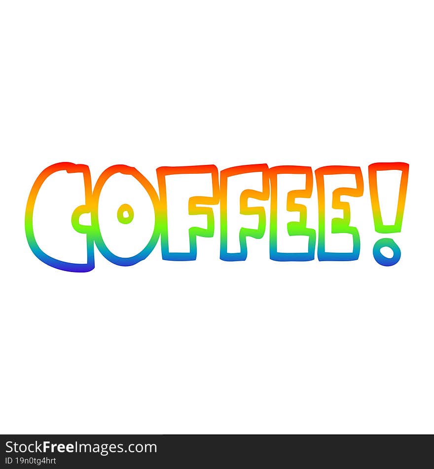 rainbow gradient line drawing cartoon word coffee