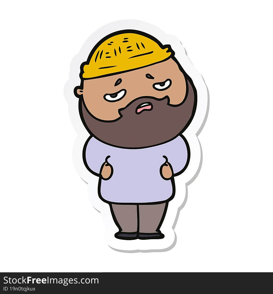 Sticker Of A Cartoon Worried Man With Beard