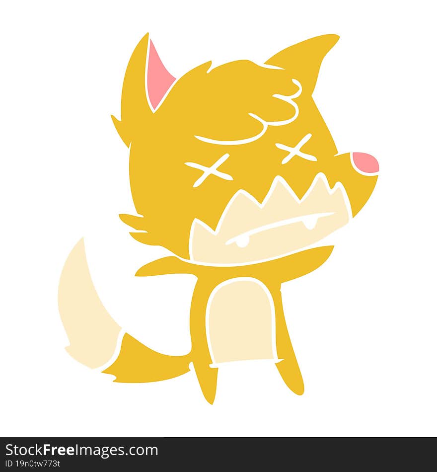 flat color style cartoon dead fox