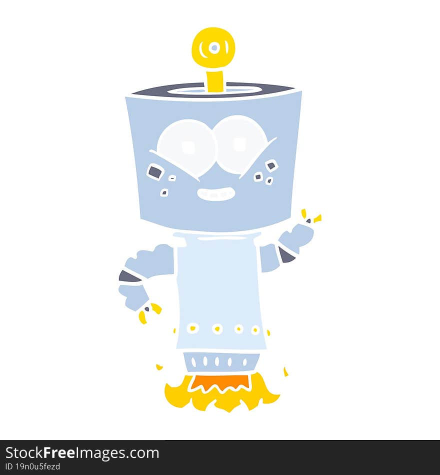 happy flat color style cartoon robot