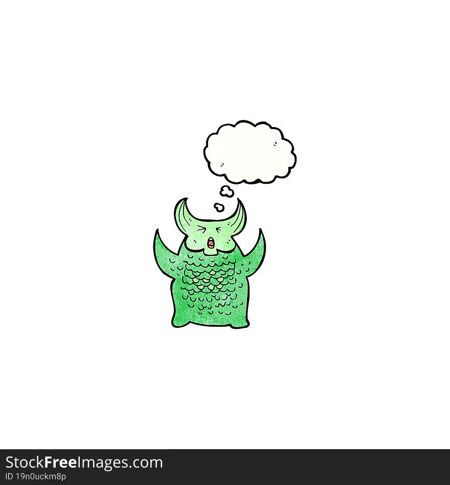 Cartoon Monster With Thought Bubble