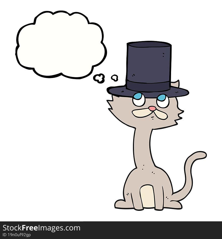 thought bubble cartoon cat in top hat