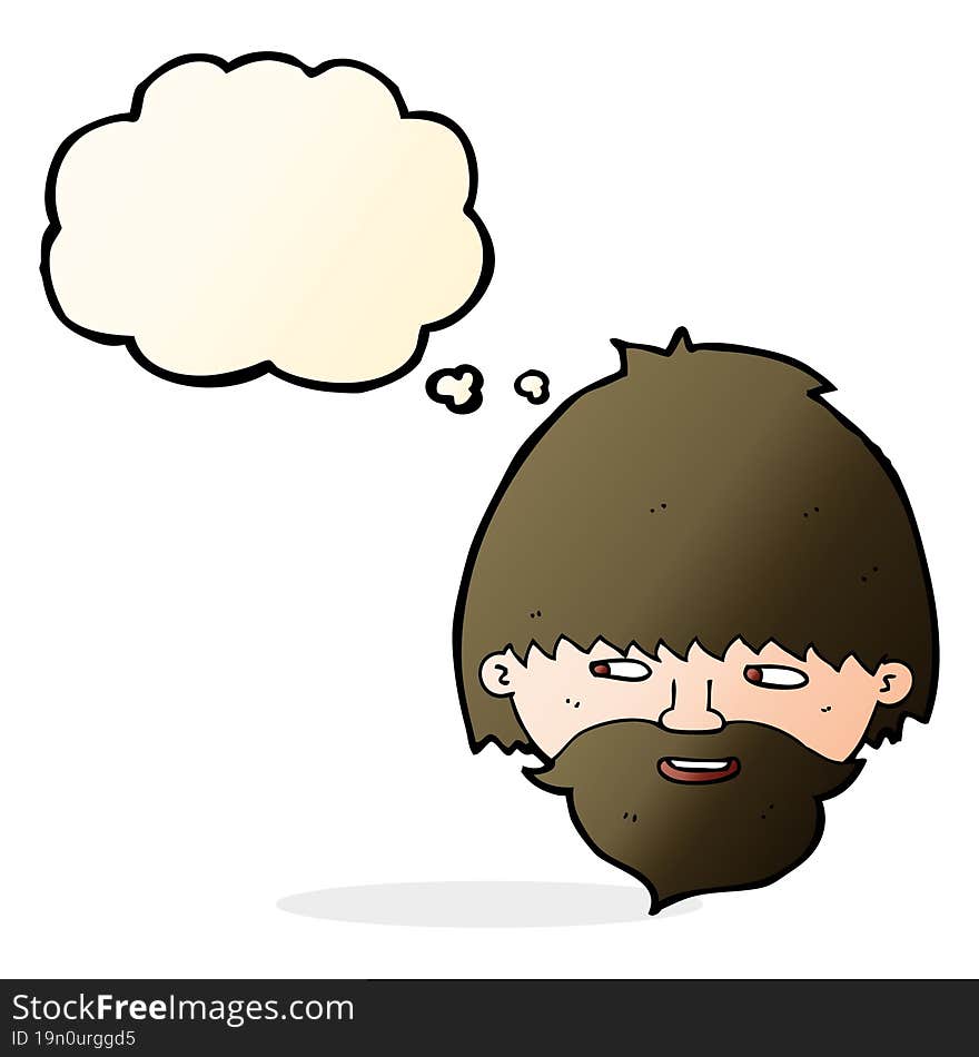 cartoon bearded man with thought bubble