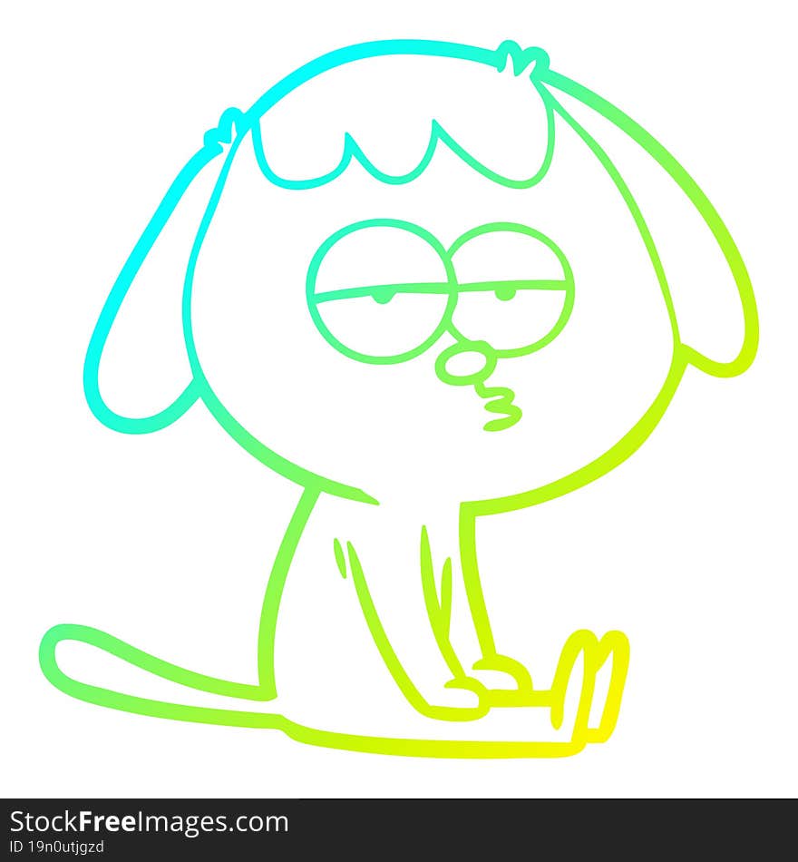 Cold Gradient Line Drawing Cartoon Tired Dog