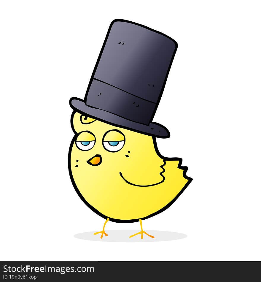 cartoon bird in top hat