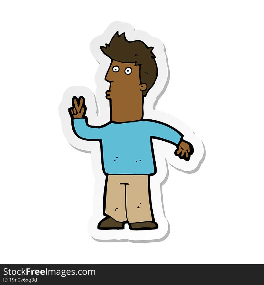 sticker of a cartoon man signalling with hand