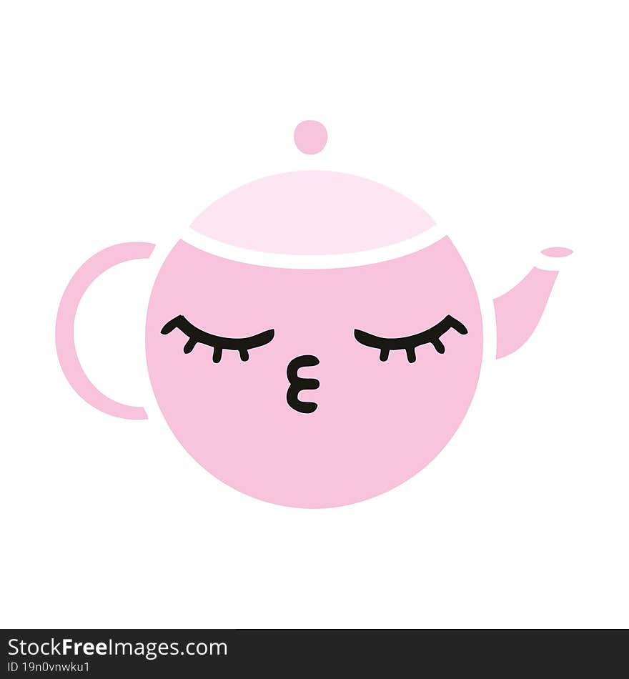 flat color retro cartoon teapot