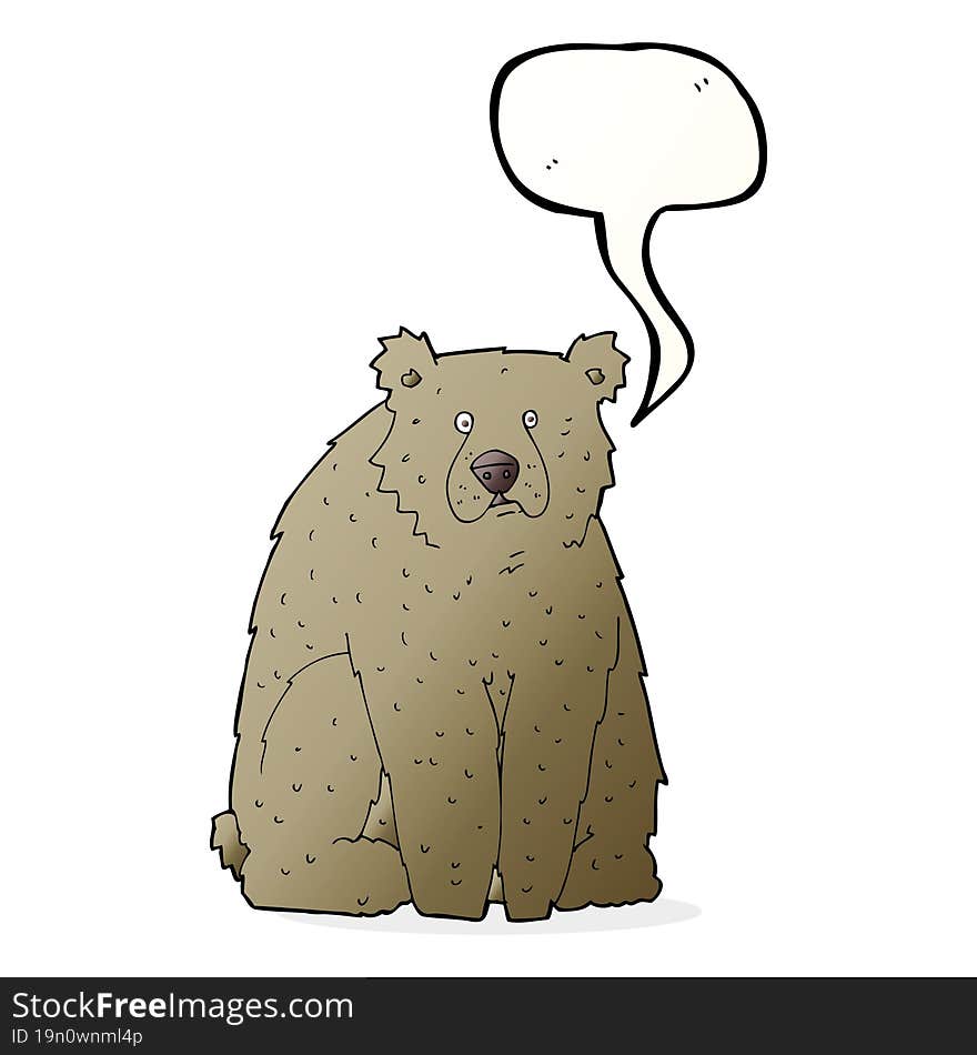 cartoon funny bear with speech bubble