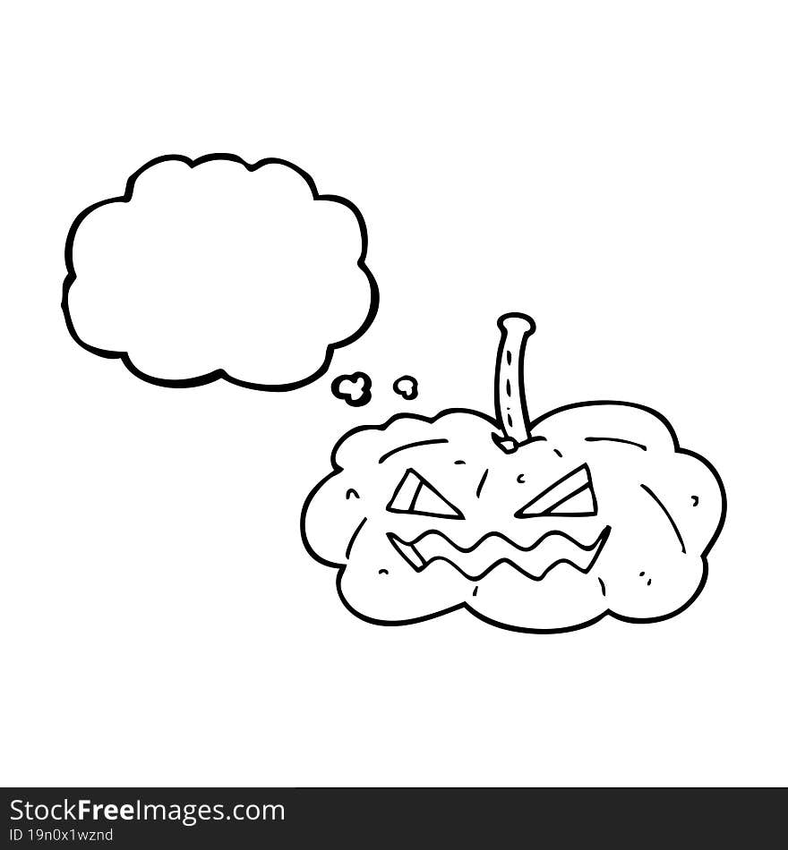 freehand drawn thought bubble cartoon halloween pumpkin