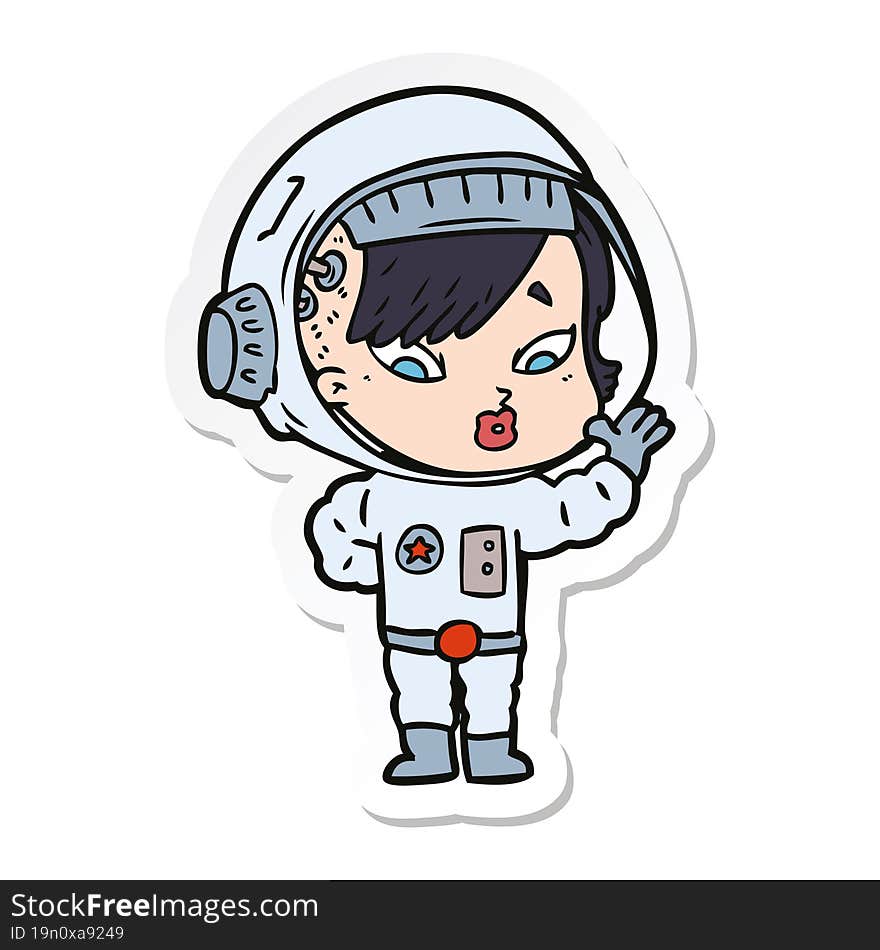 sticker of a cartoon astronaut woman