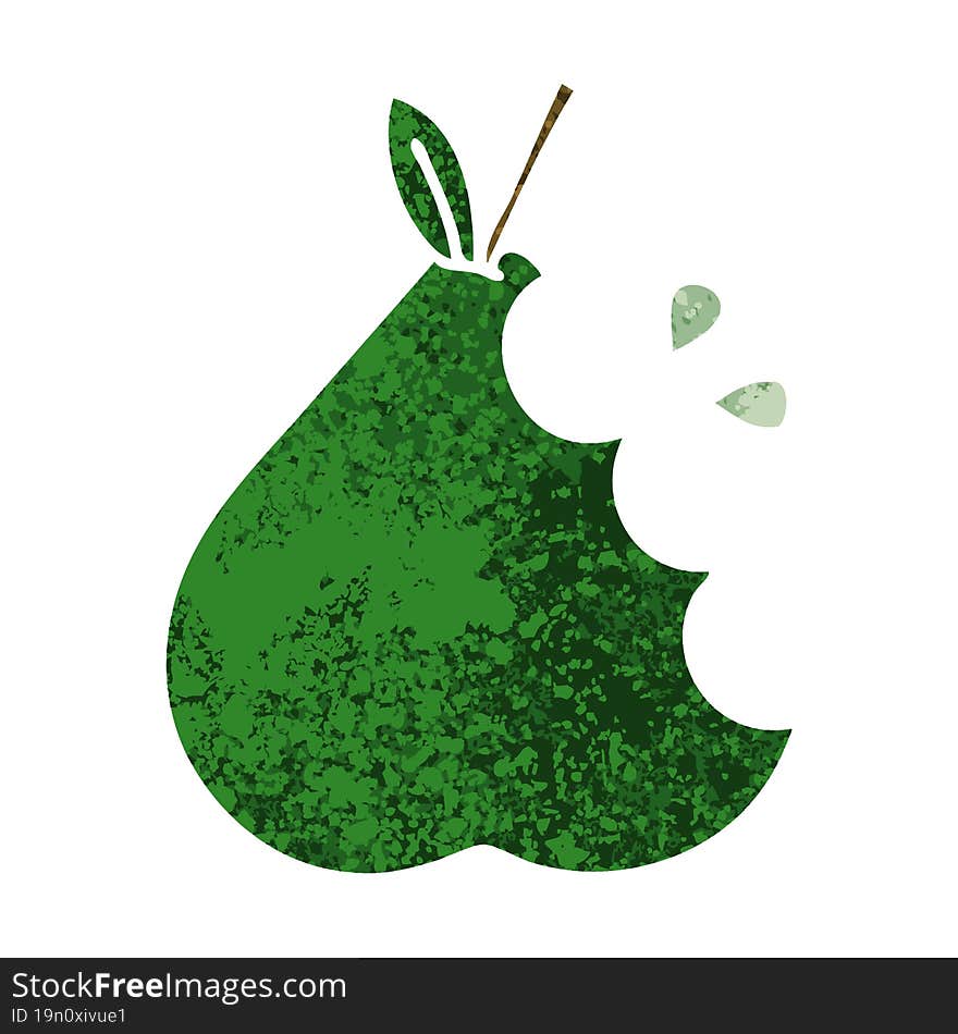 retro illustration style cartoon pear