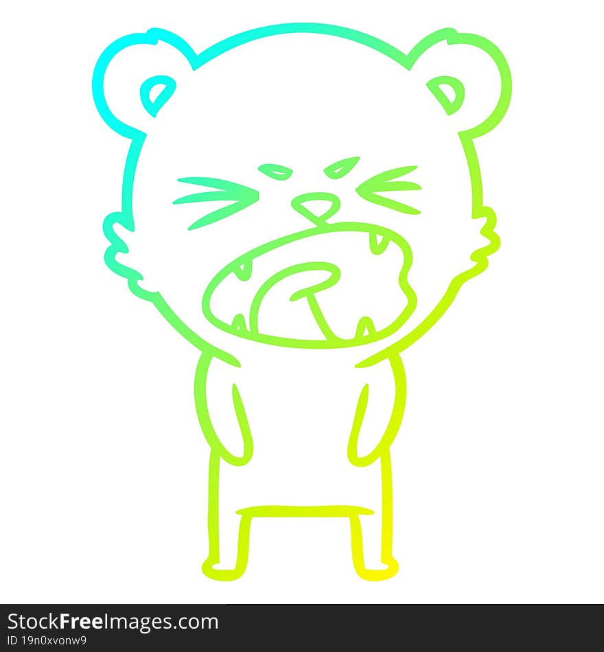 cold gradient line drawing angry cartoon bear