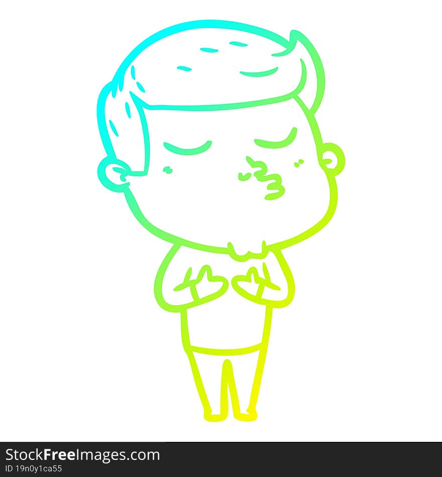 cold gradient line drawing cartoon model guy pouting