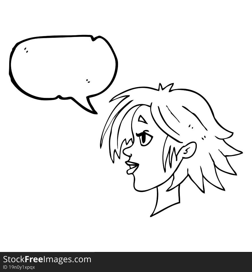 Speech Bubble Cartoon Happy Female Face