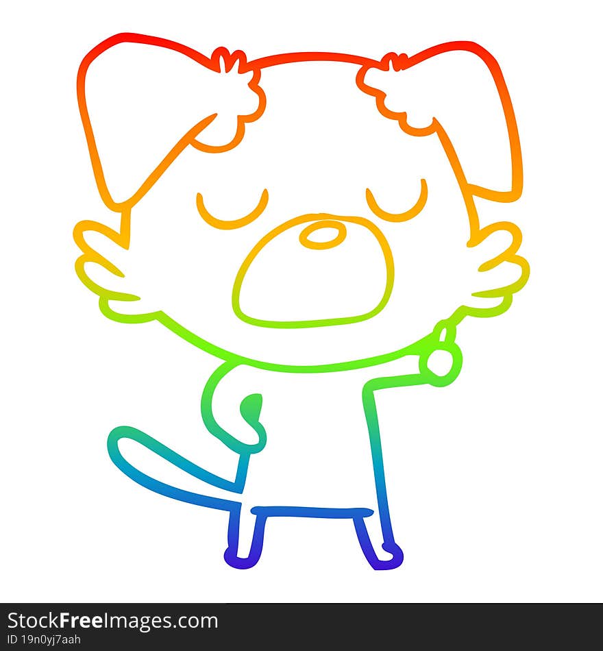 rainbow gradient line drawing of a cartoon dog