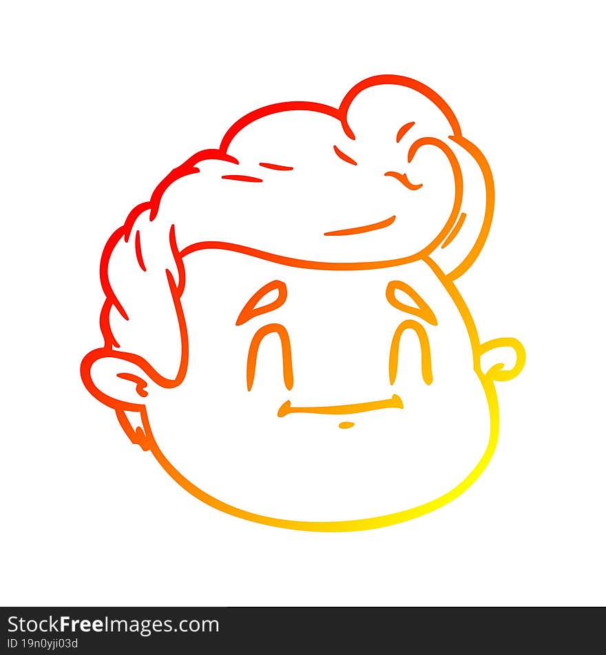 Warm Gradient Line Drawing Cartoon Male Face