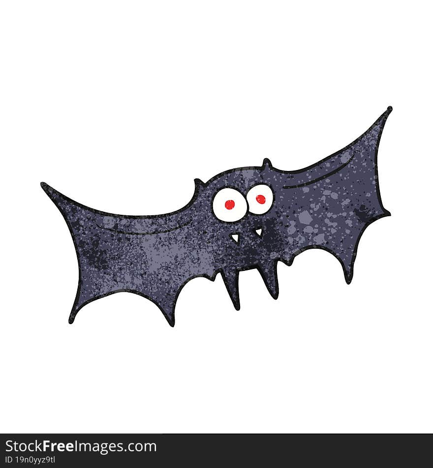 freehand textured cartoon vampire bat