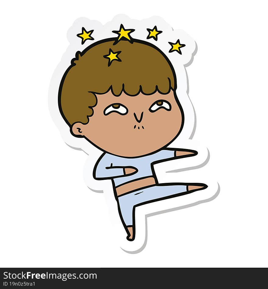 sticker of a cartoon amazed boy