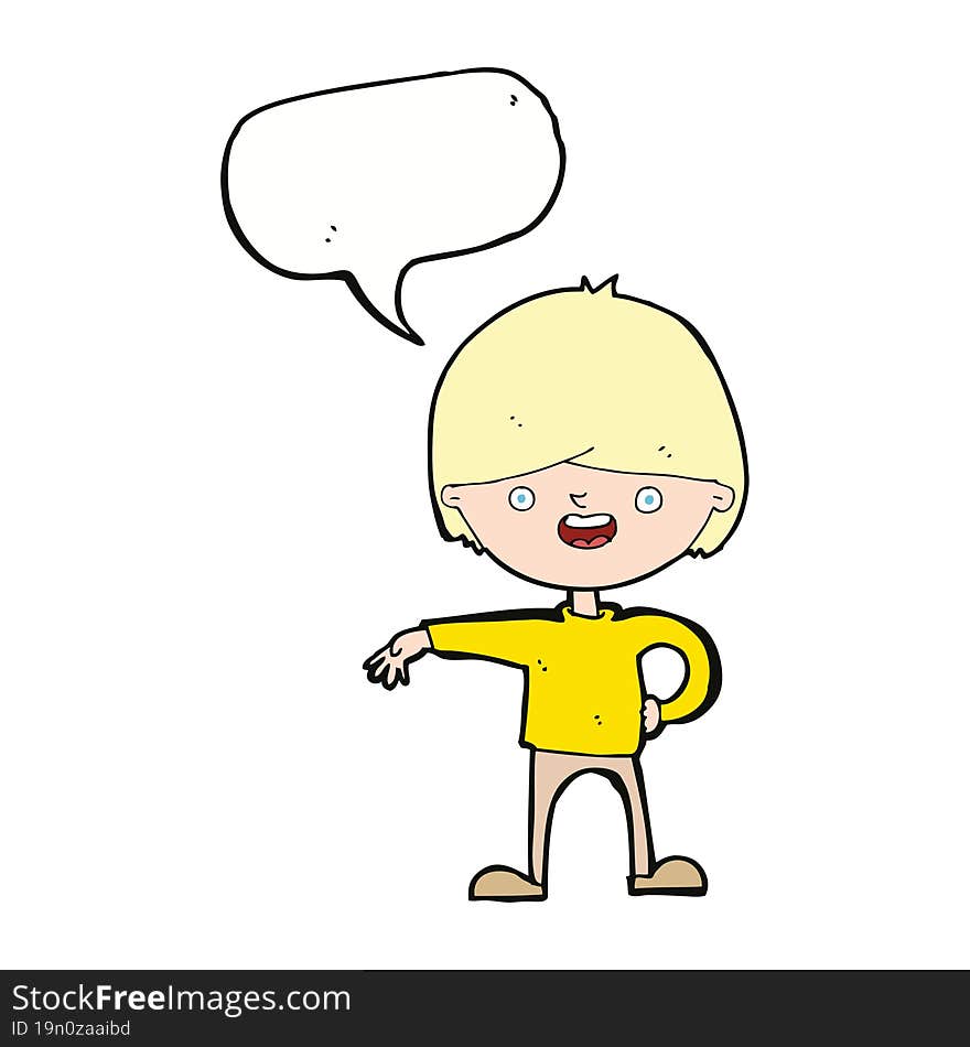 Cartoon Happy Man With Speech Bubble