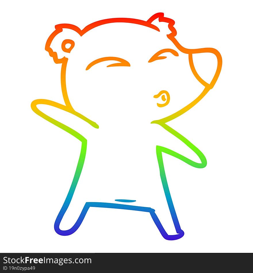 rainbow gradient line drawing cartoon whistling bear