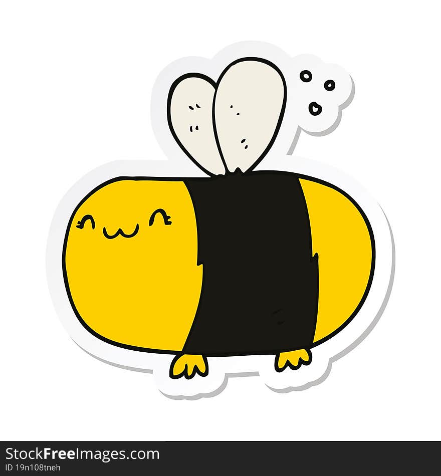 Sticker Of A Cute Cartoon Bee