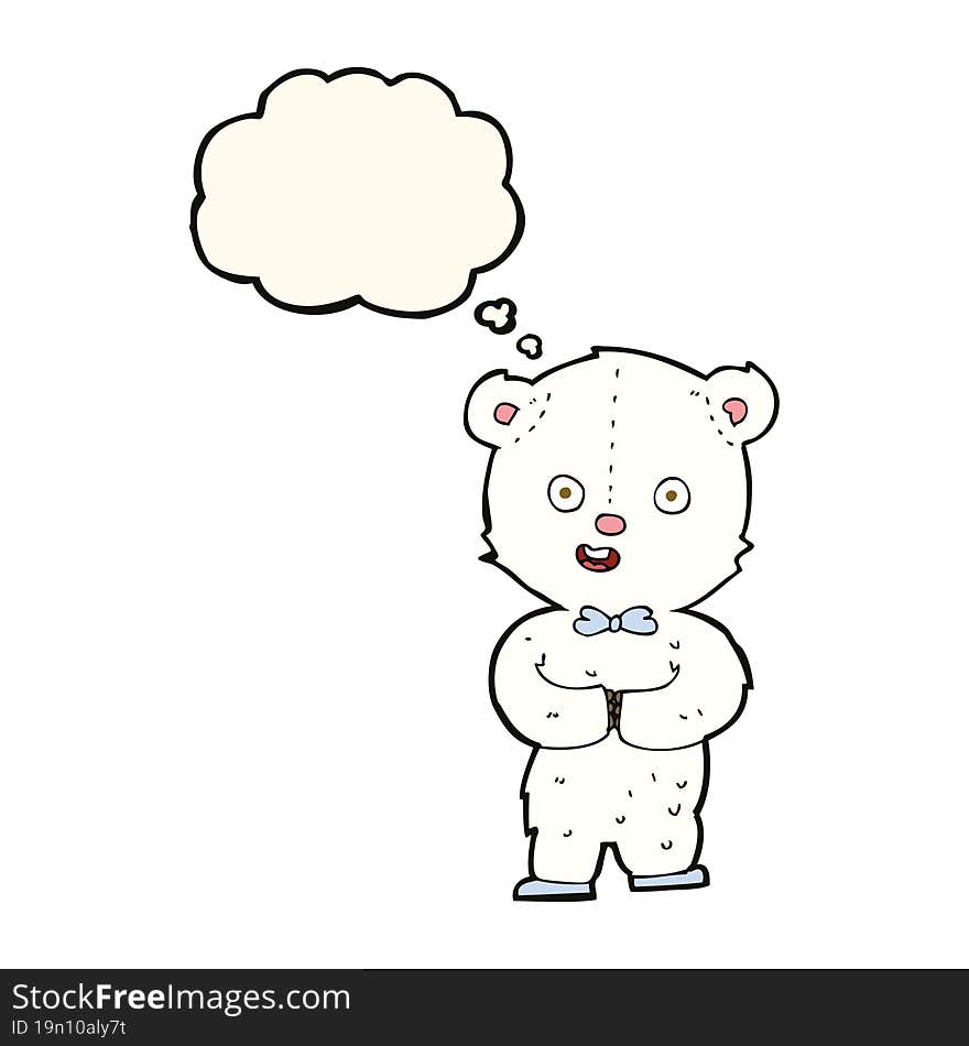 cartoon teddy polar bear with thought bubble