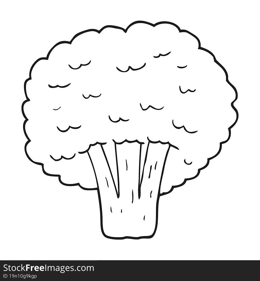 black and white cartoon broccoli