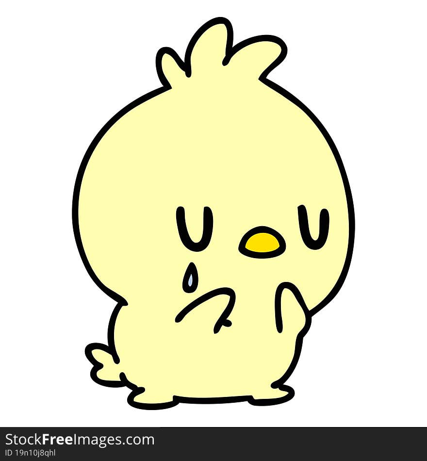 cartoon of a cute little bird crying