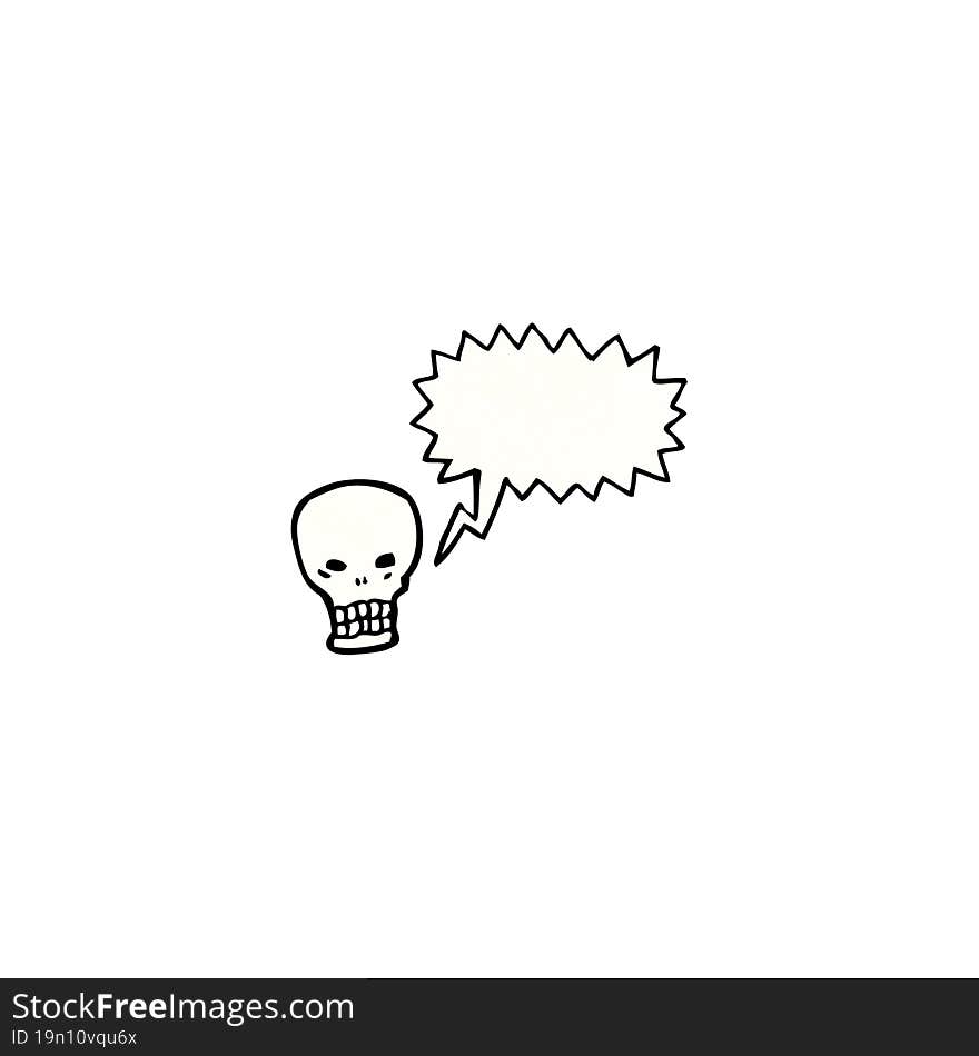 shrieking skull with speech bubble cartoon