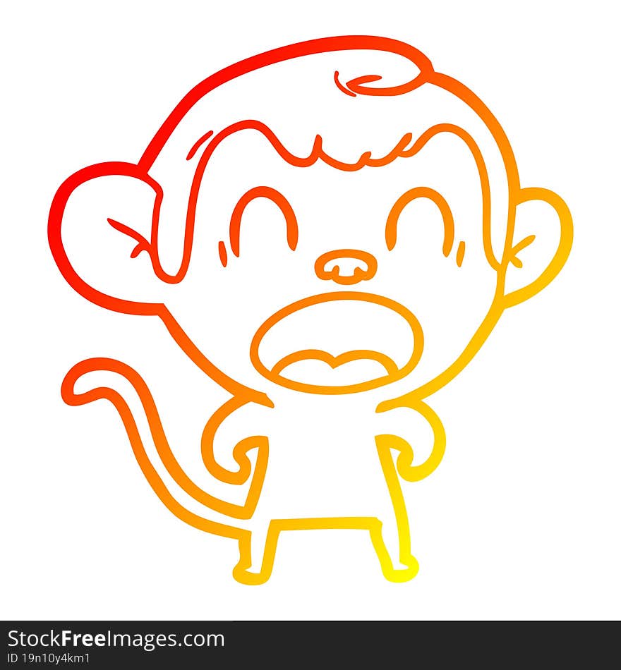 Warm Gradient Line Drawing Shouting Cartoon Monkey