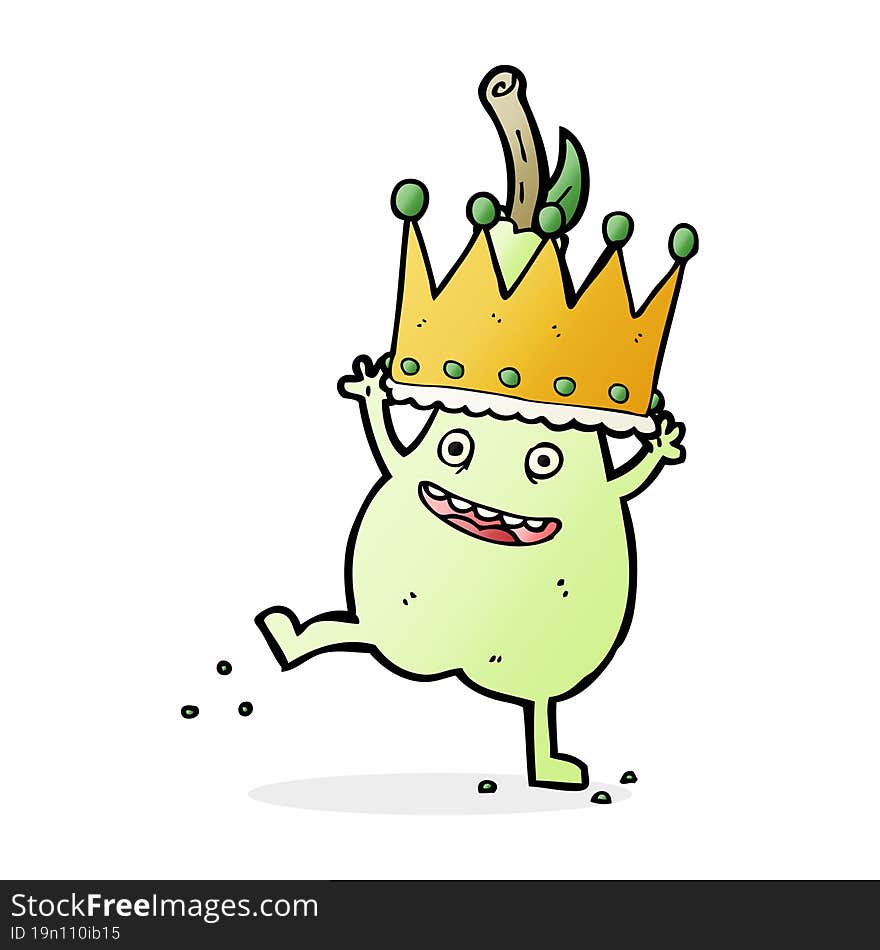 caroon pear wearing crown