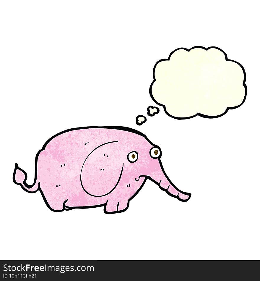 Cartoon Sad Little Elephant With Thought Bubble