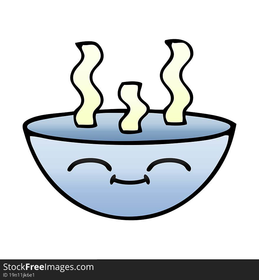 Gradient Shaded Cartoon Bowl Of Hot Soup