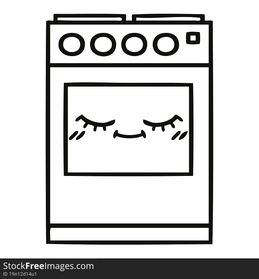 line drawing cartoon kitchen oven