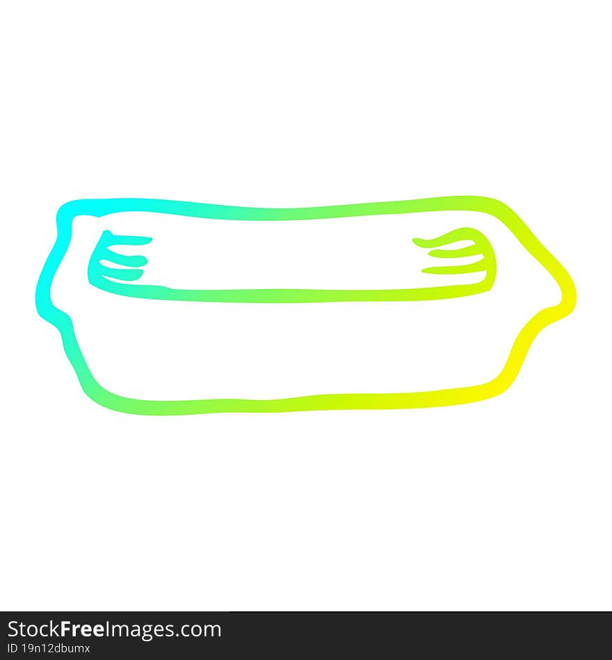 cold gradient line drawing of a cartoon empty tray