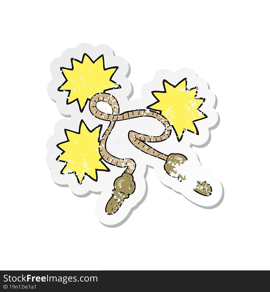 retro distressed sticker of a cartoon skipping rope