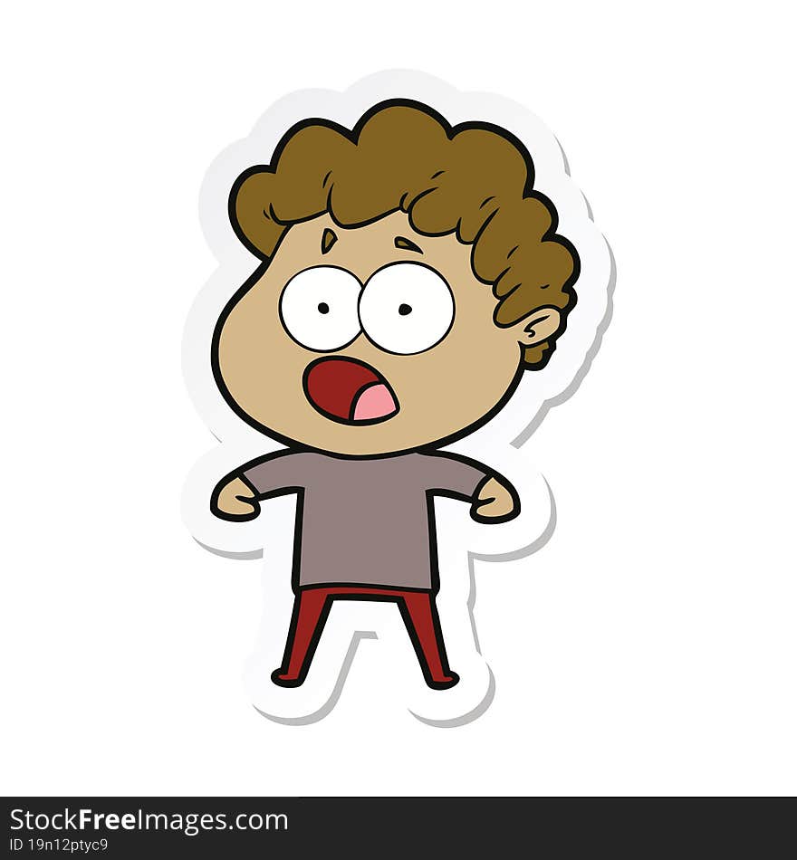 Sticker Of A Cartoon Man Gasping In Surprise