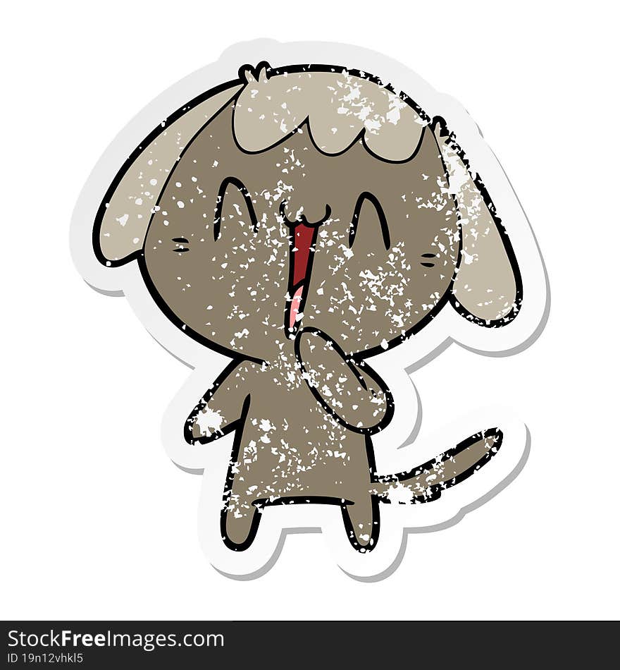 distressed sticker of a cute cartoon dog