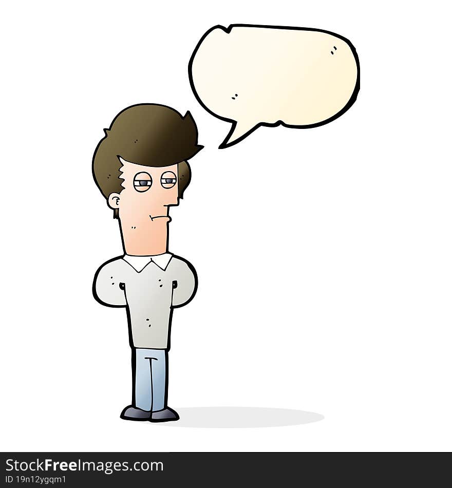 cartoon jaded man with speech bubble