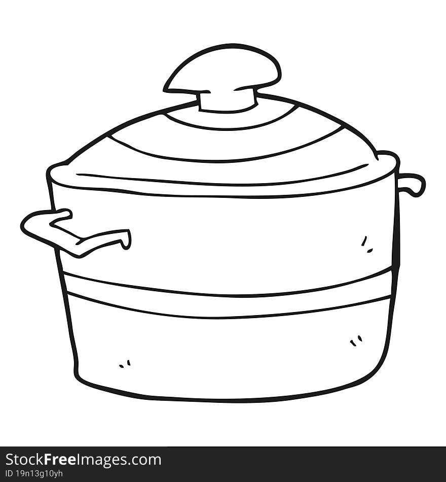 Black And White Cartoon Cooking Pot