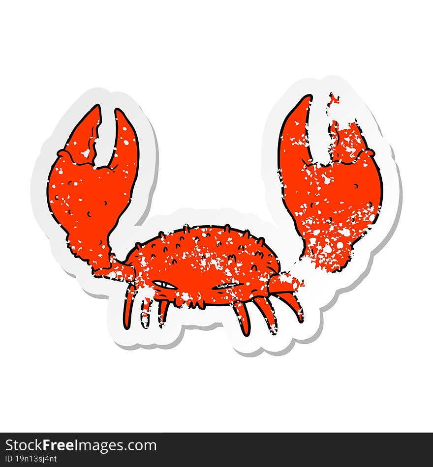 distressed sticker of a cartoon crab