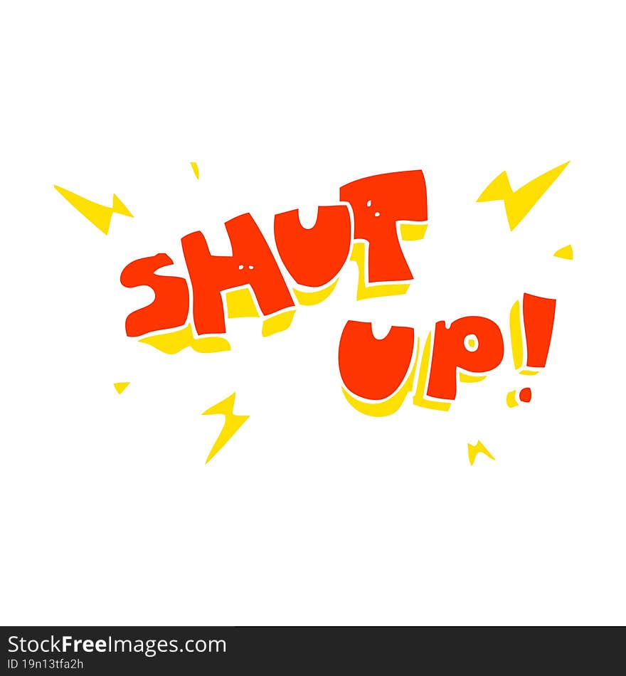 flat color illustration of a cartoon shut up! symbol