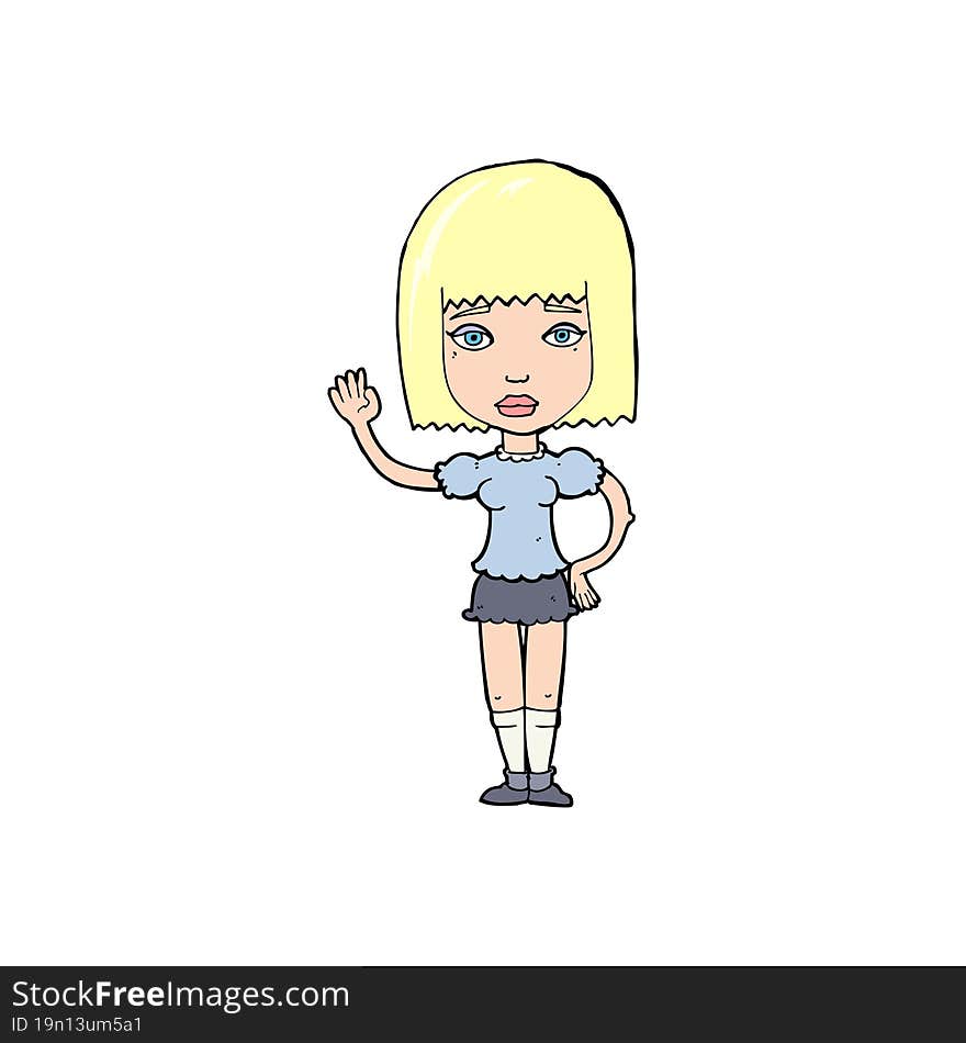 cartoon woman waving