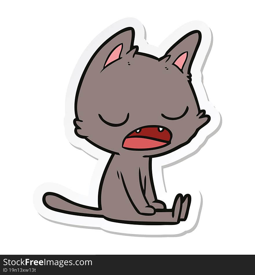 sticker of a talking cat cartoon