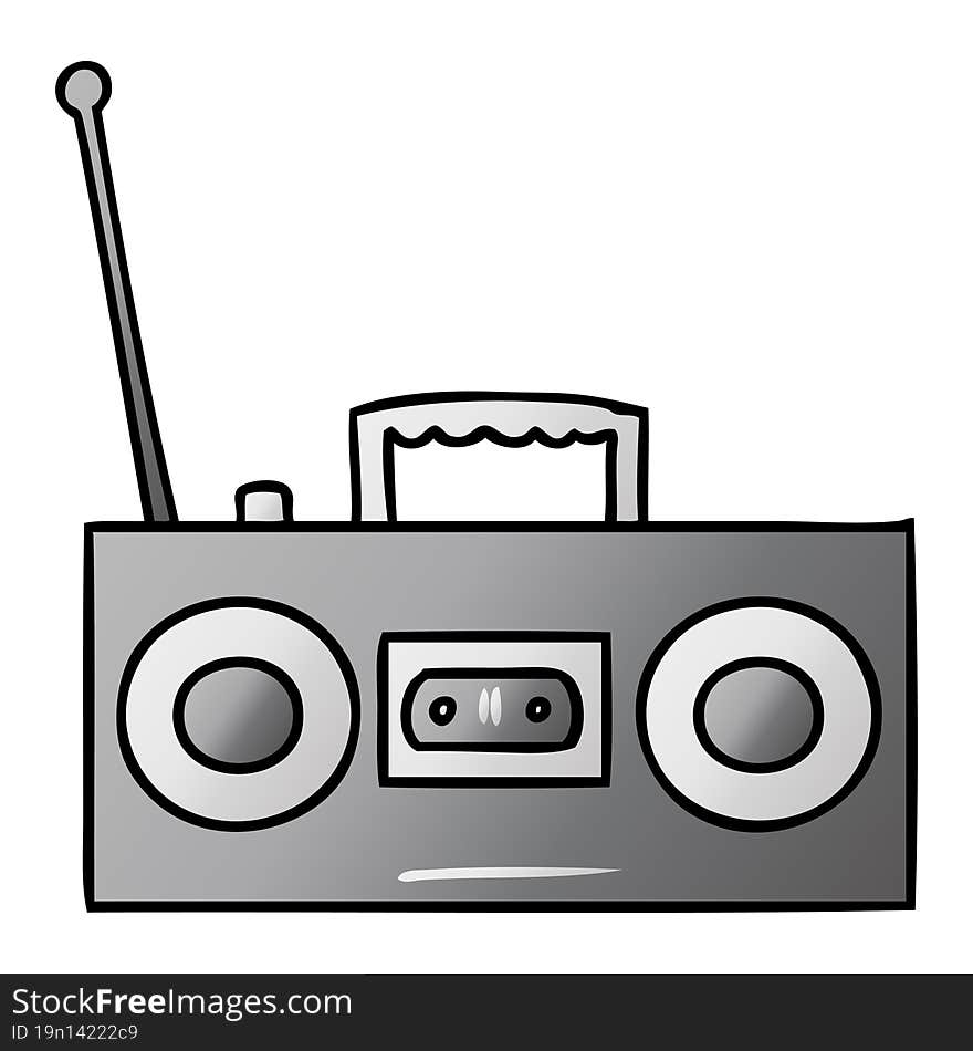 hand drawn gradient cartoon doodle of a gradient cassette player