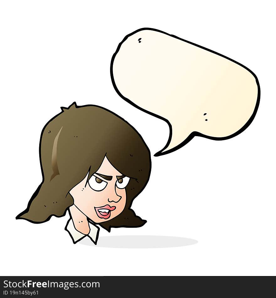 cartoon annoyed woman with speech bubble