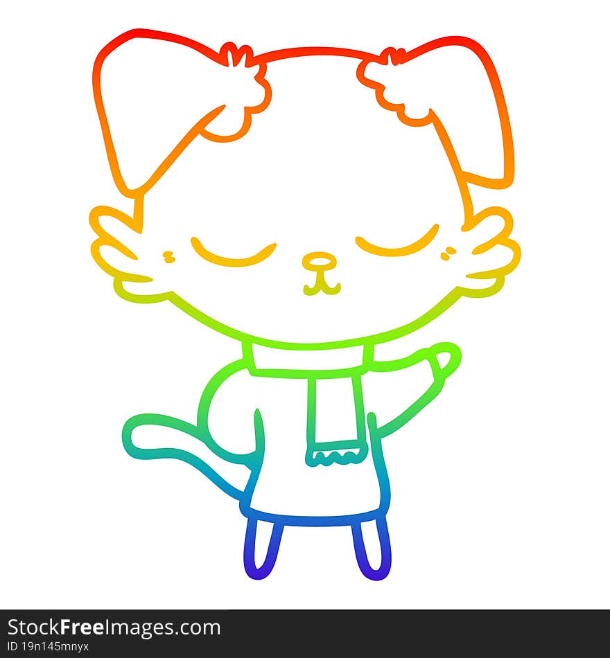 rainbow gradient line drawing cute cartoon dog